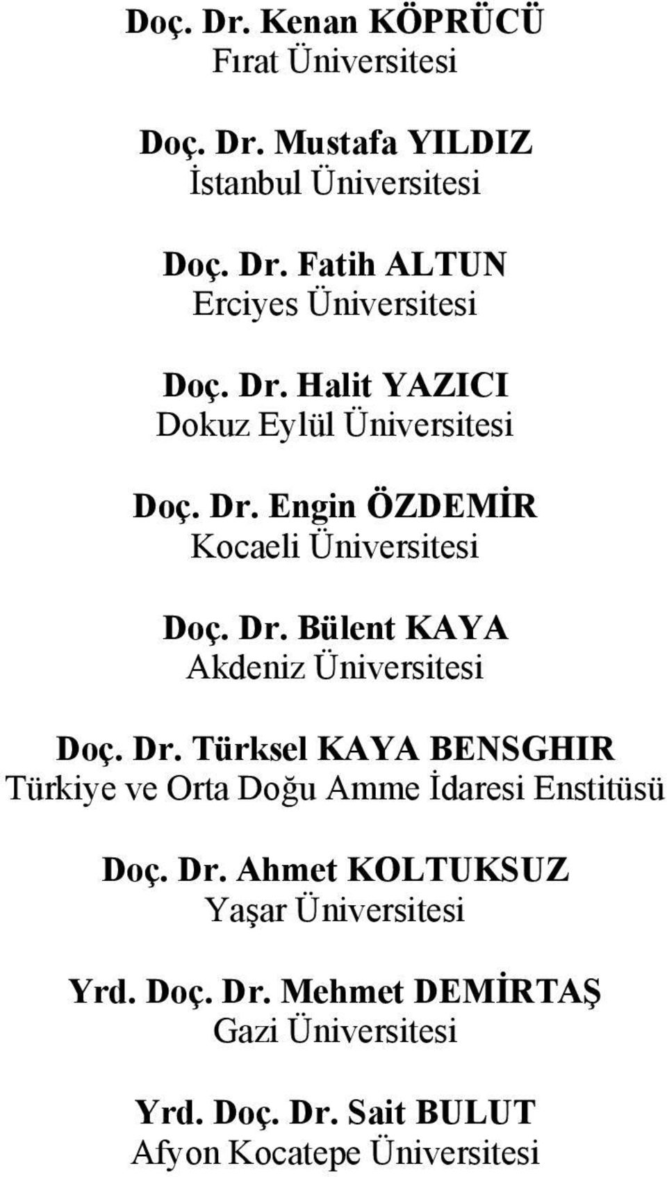 Dr. Türksel KAYA BENSGHIR Türkiye ve Orta Doğu Amme İdaresi Enstitüsü Doç. Dr. Ahmet KOLTUKSUZ Yaşar Üniversitesi Yrd.