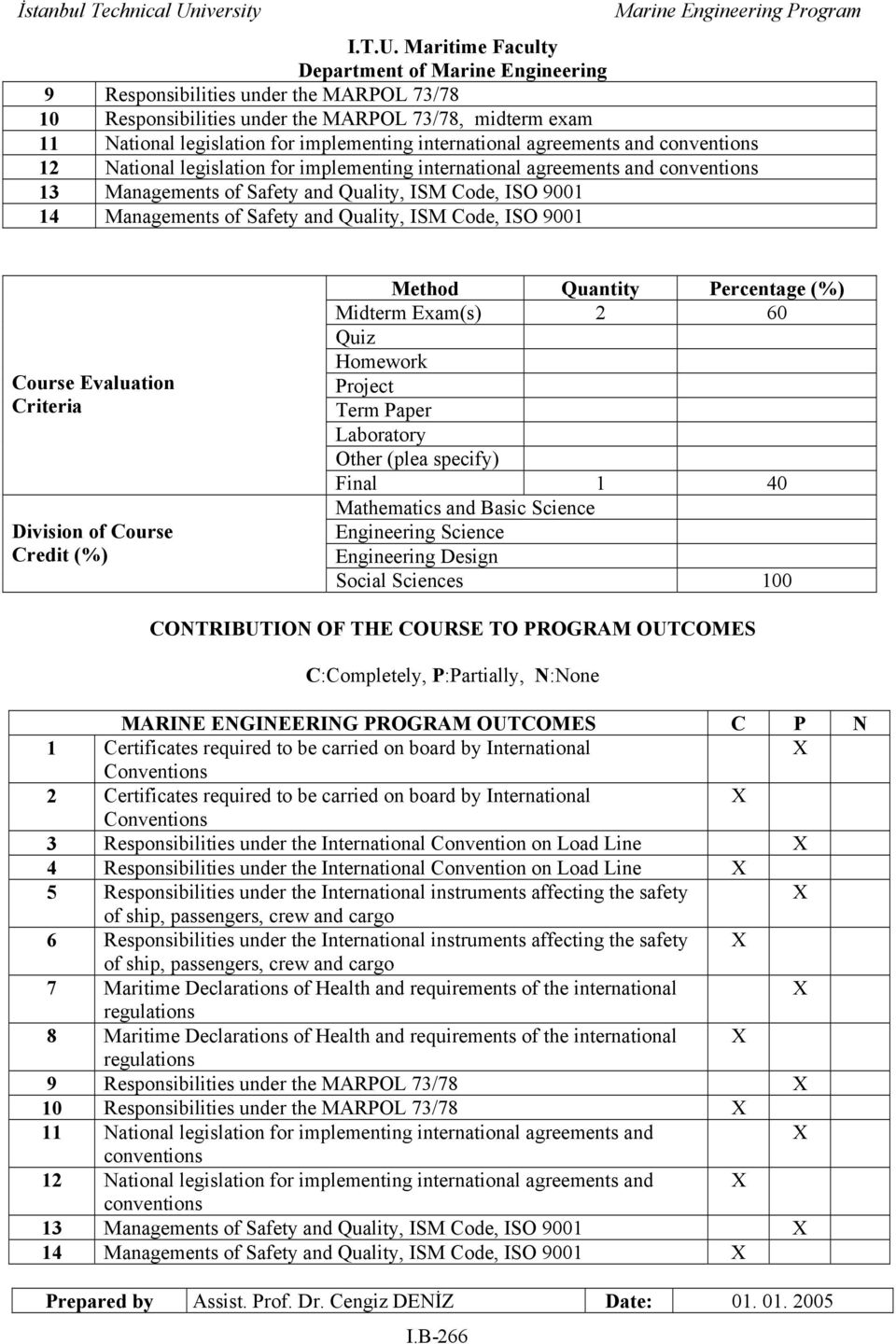 international agreements and conventions 12 National legislation for implementing international agreements and conventions 13 Managements of Safety and Quality, ISM Code, ISO 9001 14 Managements of