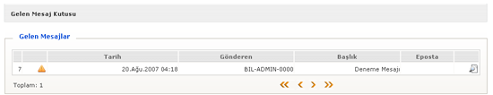 32 Yapı Denetim Sistemi 7.3.1 Yeni Mesaj Bu ekranda Başlık ve Mesaj alanlarını kullanarak sormak istediğiniz soru ya da yaşadığınız sorunlarla ilgili Sistem Yöneticisine mesaj atabilirsiniz. 7.3.2 Gelen Kutusu Bu ekranda size gönderilmiş olan mesajları görebilirsiniz.