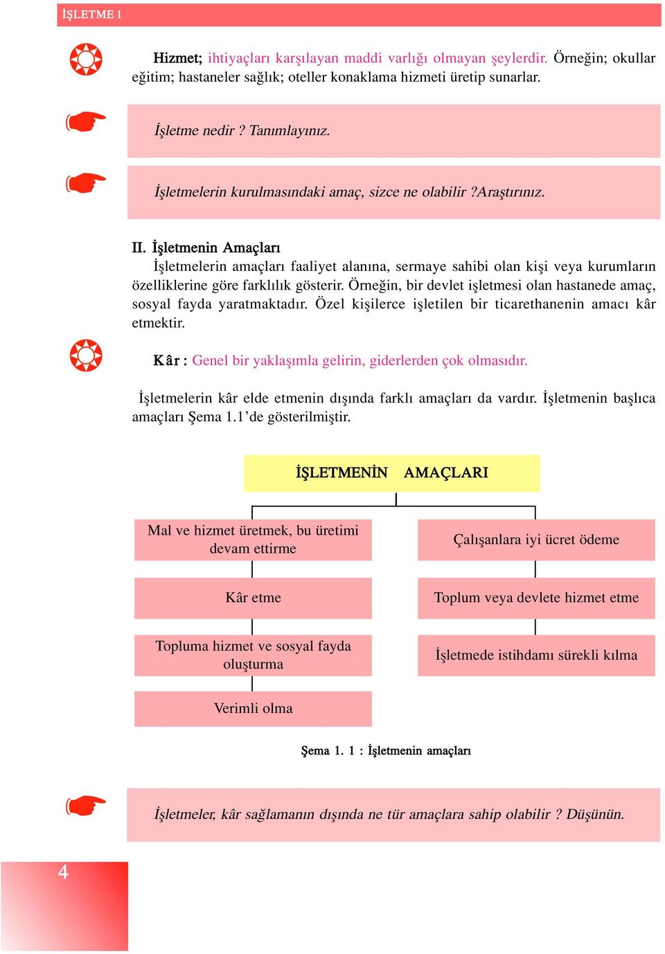 flletmenin Amaçlar flletmelerin amaçlar faaliyet alan na, sermaye sahibi olan kifli veya kurumlar n özelliklerine göre farkl l k gösterir.