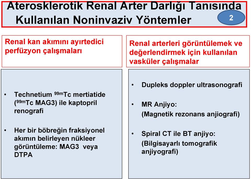 ( 99m Tc MAG3) ile kaptopril renografi Her bir böbreğin fraksiyonel akımın belirleyen nükleer görüntüleme: MAG3 veya DTPA