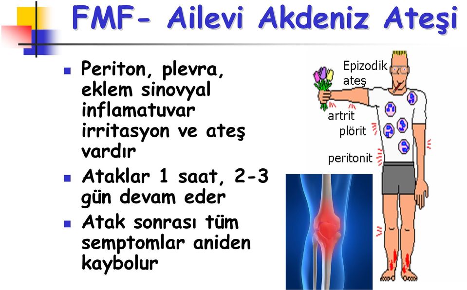 ateş vardır Ataklar 1 saat, 2-3 gün devam