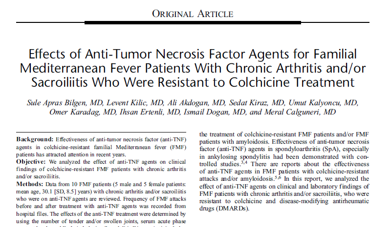 FMF ataklarında azalma sacroileit artrit bulgularında gerileme,