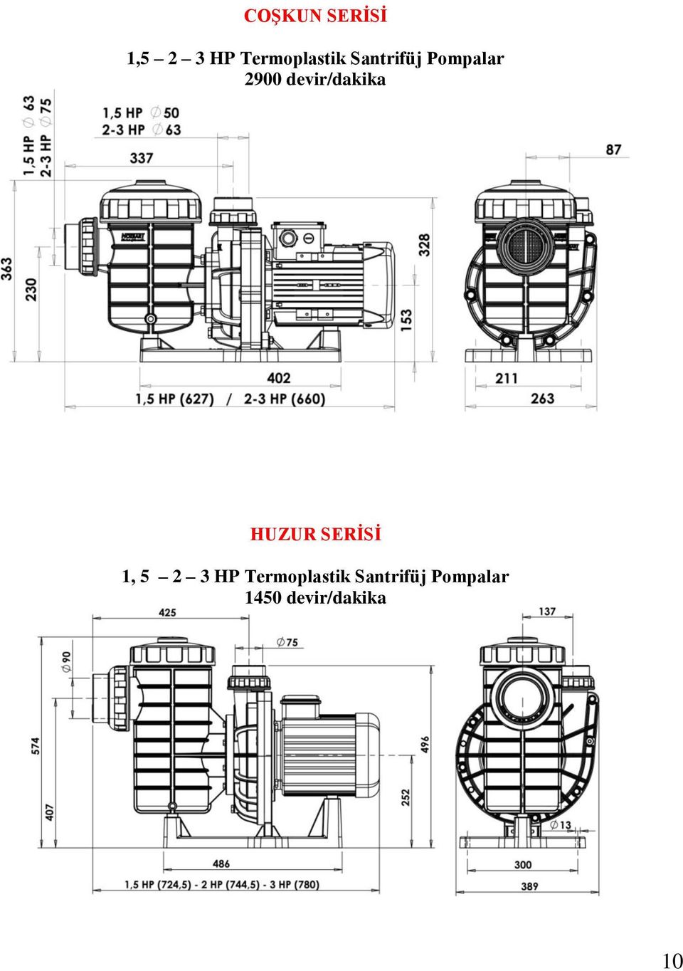 HUZUR SERİSİ 1, 5 2 3 HP Termoplastik