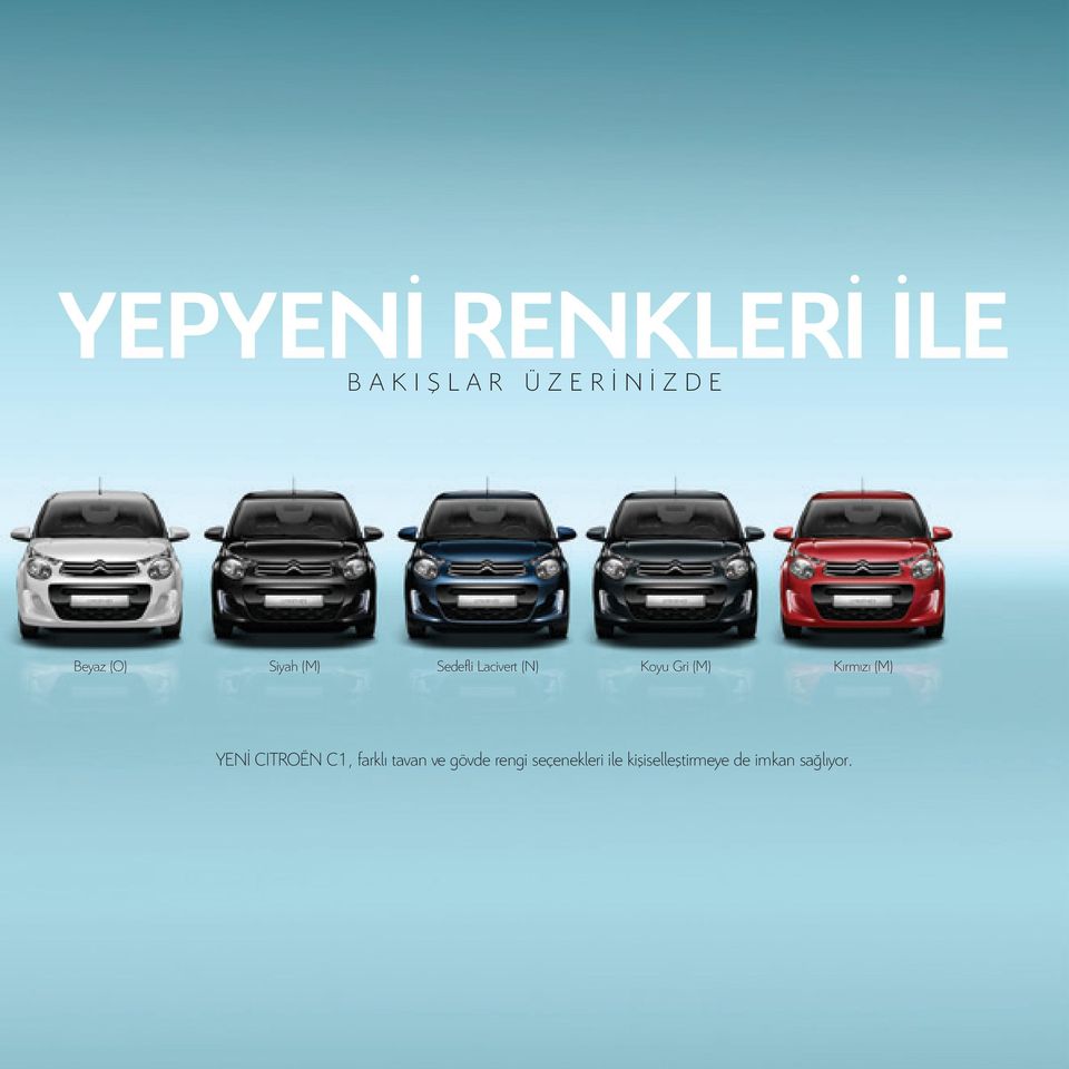 Kırmızı (M) YENİ CITROËN C1, farklı tavan ve gövde