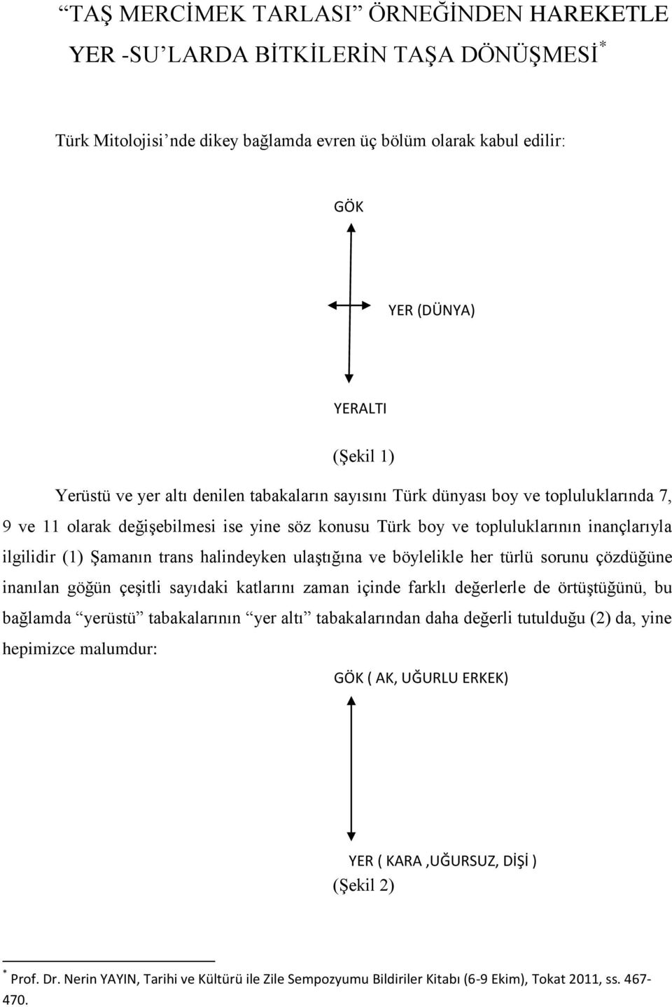 halindeyken ulaştığına ve böylelikle her türlü sorunu çözdüğüne inanılan göğün çeşitli sayıdaki katlarını zaman içinde farklı değerlerle de örtüştüğünü, bu bağlamda yerüstü tabakalarının yer altı