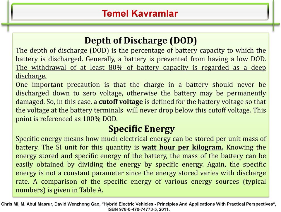 One important precaution is that the charge in a battery should never be discharged down to zero voltage, otherwise the battery may be permanently damaged.