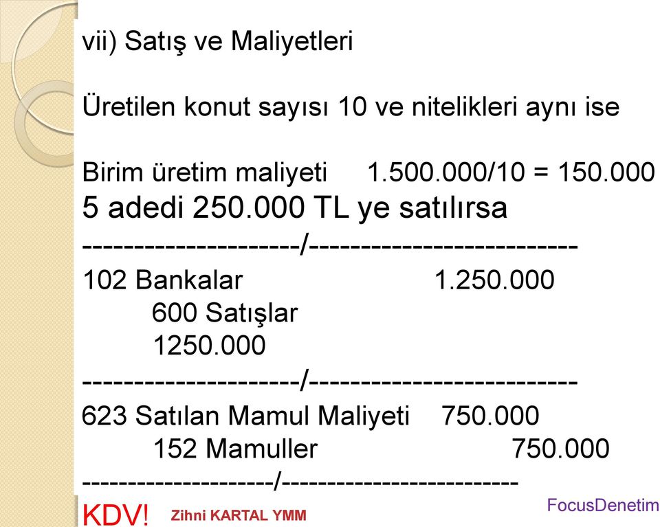 000 TL ye satılırsa ---------------------/-------------------------- 102 Bankalar 1.250.