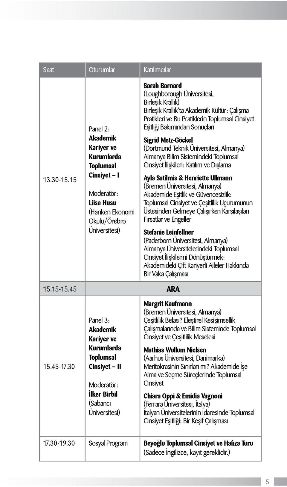 Metz-Göckel (Dortmund Teknik Üniversitesi, Almanya) Almanya Bilim Sistemindeki Toplumsal Cinsiyet İlişkileri: Katılım ve Dışlama Ayla Satilmis & Henriette Ullmann (Bremen Üniversitesi, Almanya)