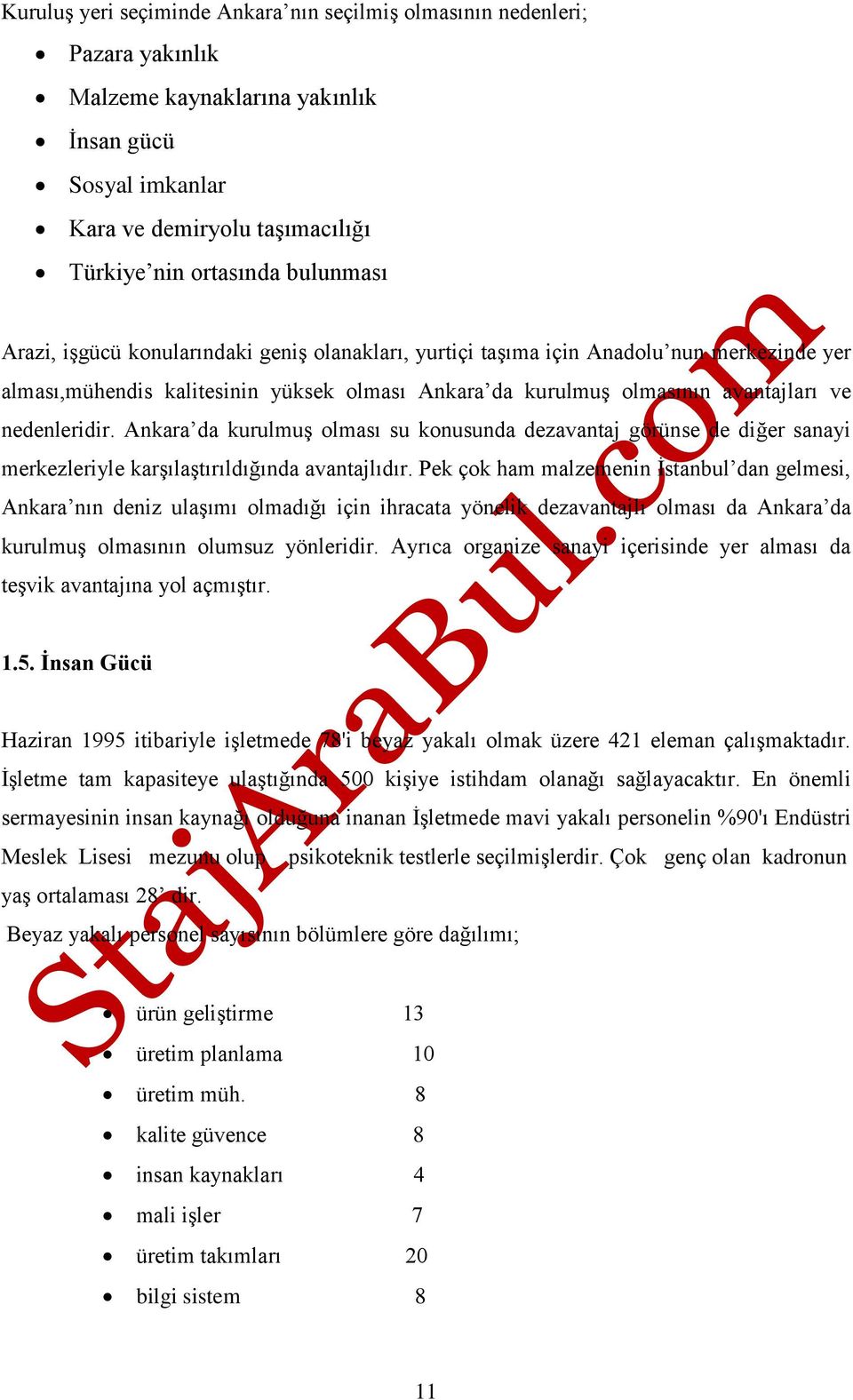 Ankara da kurulmuş olması su konusunda dezavantaj görünse de diğer sanayi merkezleriyle karşılaştırıldığında avantajlıdır.