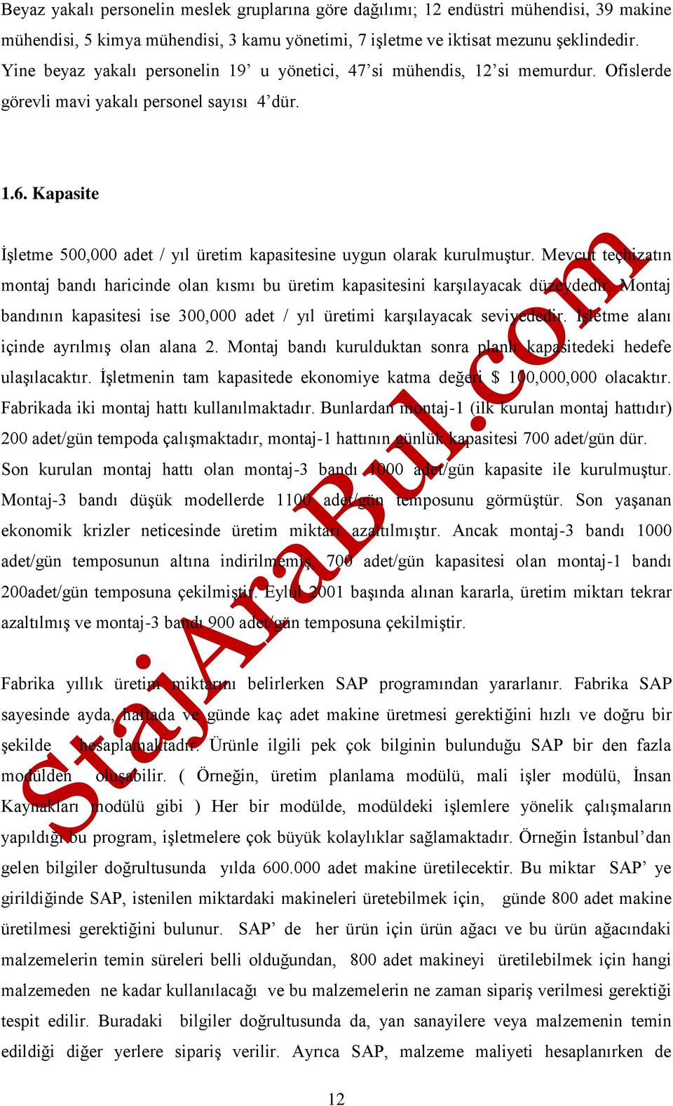 Kapasite İşletme 500,000 adet / yıl üretim kapasitesine uygun olarak kurulmuştur. Mevcut teçhizatın montaj bandı haricinde olan kısmı bu üretim kapasitesini karşılayacak düzeydedir.