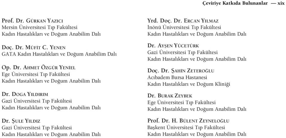 AYfiEN YÜCETÜRK Gazi Üniversitesi T p Fakültesi Doç. Dr. fiah N ZETERO LU Ac badem Bursa Hastanesi Kad n Hastal klar ve Do um Klini i Dr.