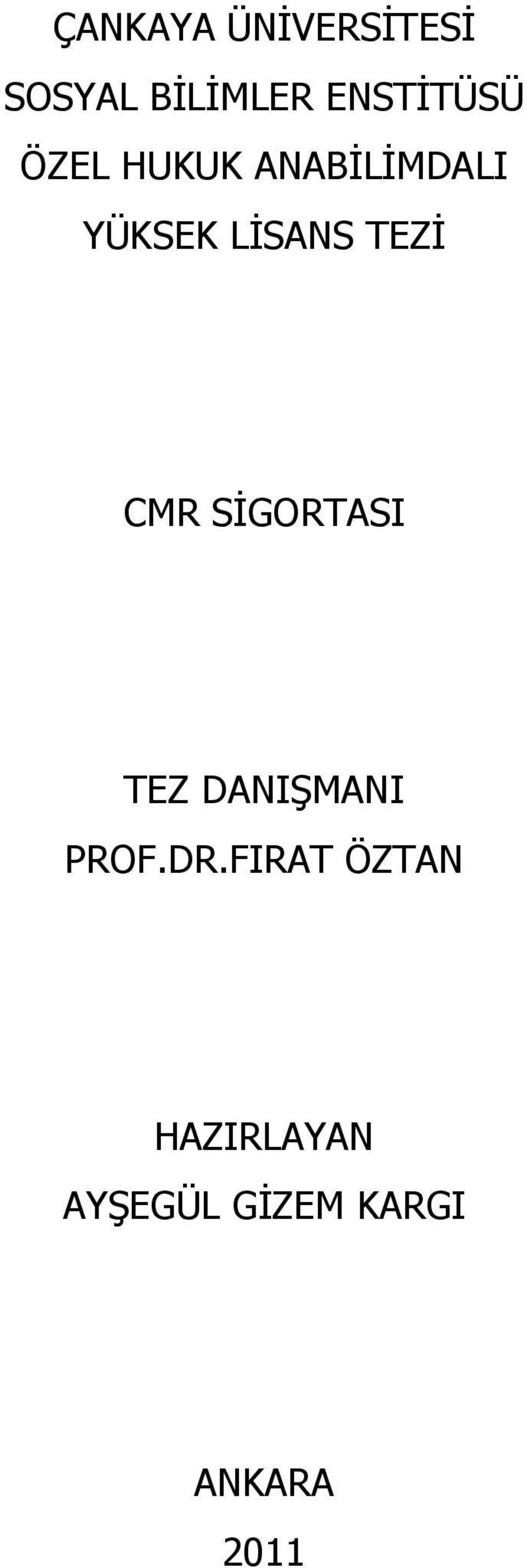 LİSANS TEZİ CMR SİGORTASI TEZ DANIŞMANI PROF.