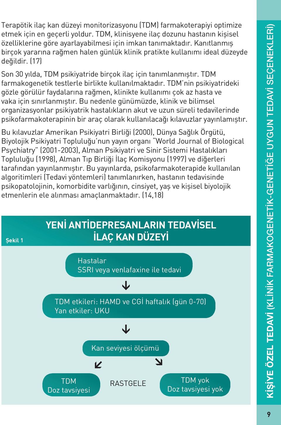 Kanıtlanmış birçok yararına rağmen halen günlük klinik pratikte kullanımı ideal düzeyde değildir. (17) Son 30 yılda, TDM psikiyatride birçok ilaç için tanımlanmıştır.