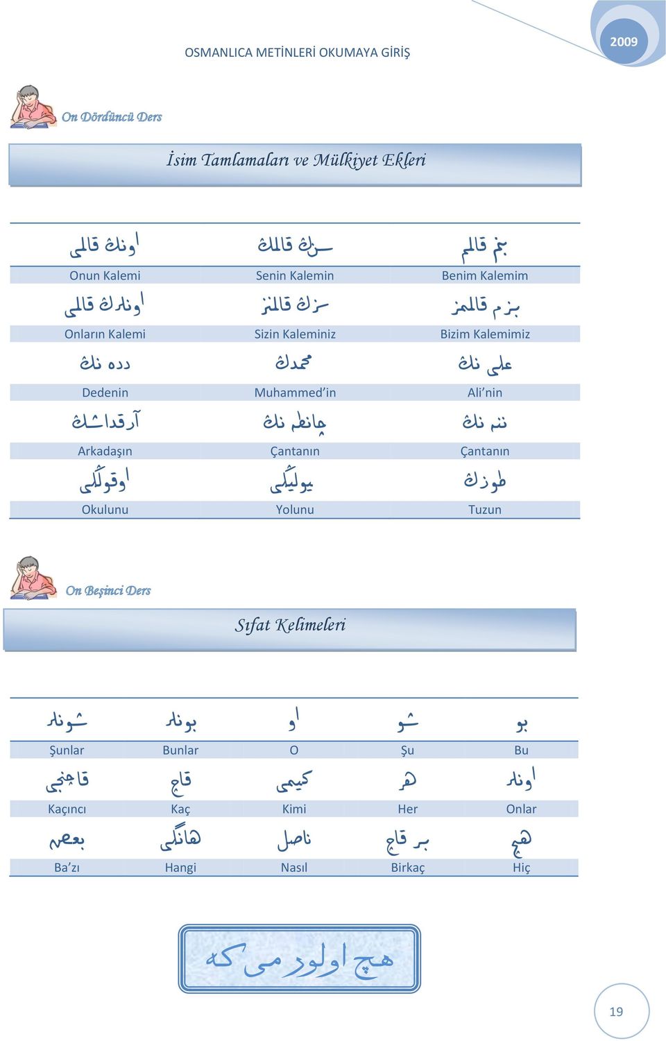 آركداطڭ Arkadaşın Çantanın Çantanın طوزڭ ېېیولیڭی ا وكولڭی Okulunu Yolunu Tuzun On Beşinci Ders Sıfat Kelimeleri بو طو ا و بوىرل طوىرل