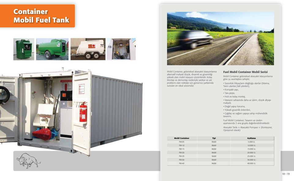 Fuel Mobil Container Mobil Serisi Mobil Container geleneksel akaryakıt istasyonlarına göre şu avantajlara sahiptir; Sezonluk ihtiyaçların doğduğu alanlar (Marina, Tarım alanları,tatil yöreleri),