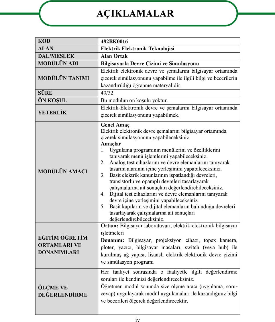 YETERLİK Elektrik-Elektronik devre ve şemalarını bilgisayar ortamında çizerek simülasyonunu yapabilmek.