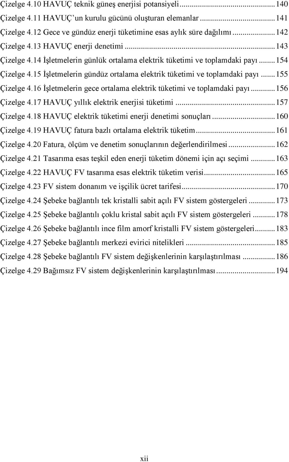 15 ĠĢletmelerin gündüz ortalama elektrik tüketimi ve toplamdaki payı... 155 Çizelge 4.16 ĠĢletmelerin gece ortalama elektrik tüketimi ve toplamdaki payı... 156 Çizelge 4.