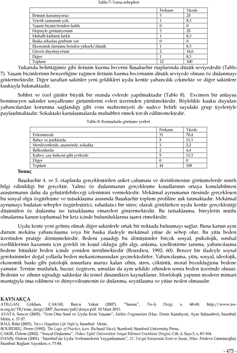 Yaşam biçimlerinin benzerliğine rağmen iletişim kurma becerisinin düşük seviyede olması öz dışlanmayı göstermektedir.