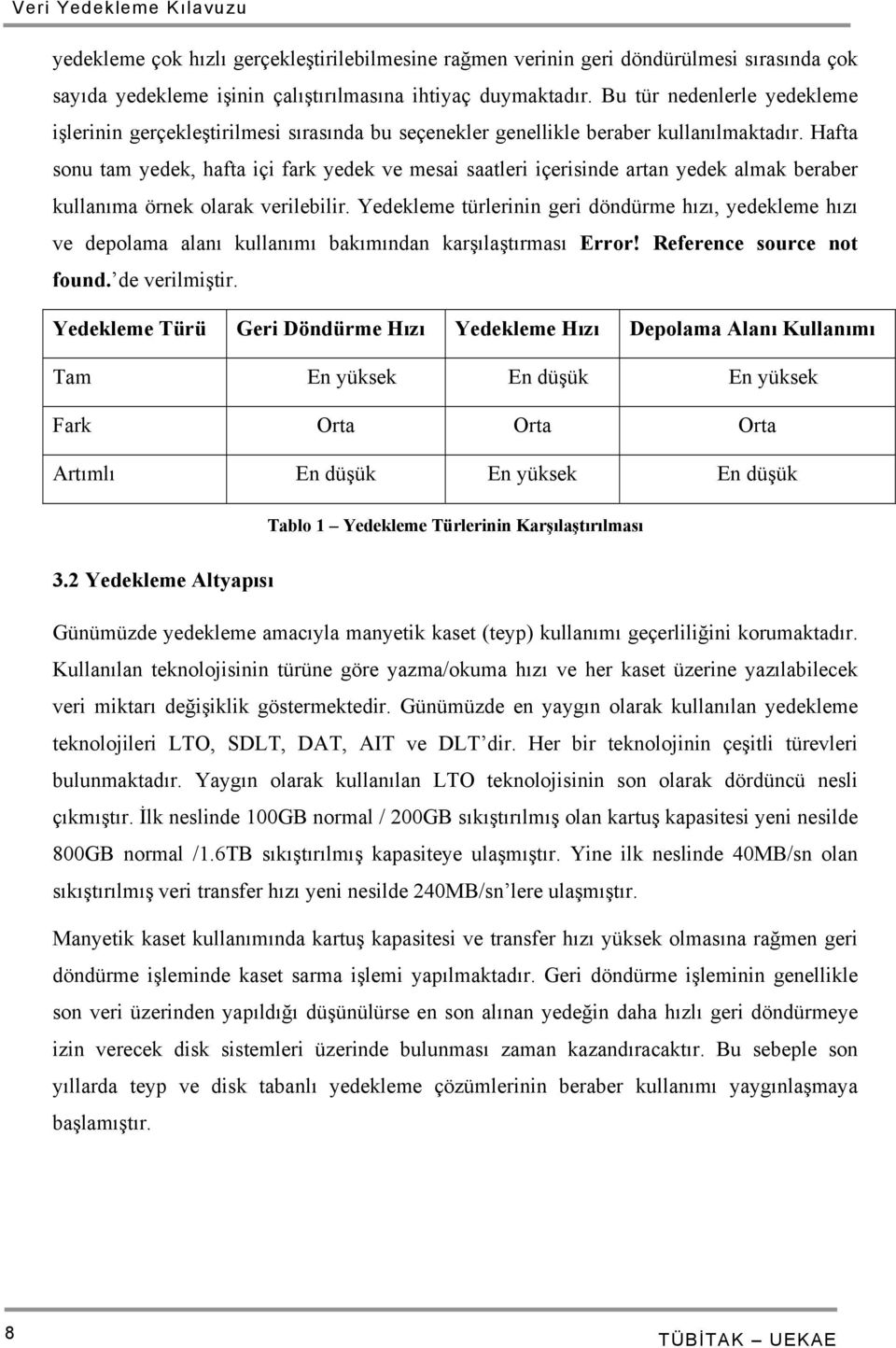 Hafta sonu tam yedek, hafta içi fark yedek ve mesai saatleri içerisinde artan yedek almak beraber kullanıma örnek olarak verilebilir.