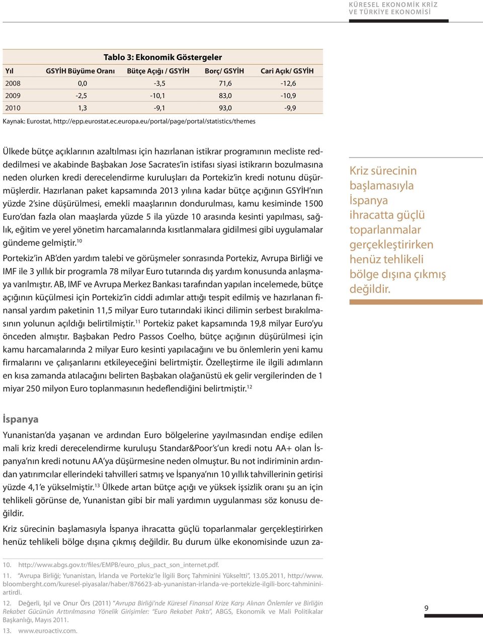 eu/portal/page/portal/statistics/themes Ülkede bütçe açıklarının azaltılması için hazırlanan istikrar programının mecliste reddedilmesi ve akabinde Başbakan Jose Sacrates in istifası siyasi