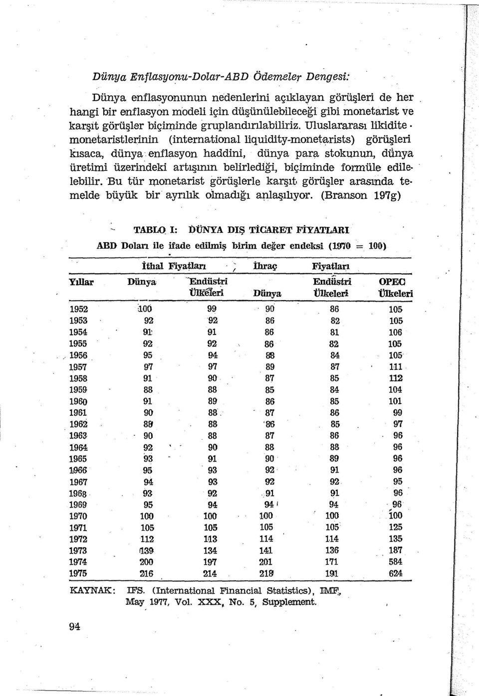 enflasyon haddini, dünya para stokunun, dünya üretimi üzelirideki artışının belirlediği, biçiminde formüle edile lebilir. Bu tür nıonetarist görüşlerle karşıt.