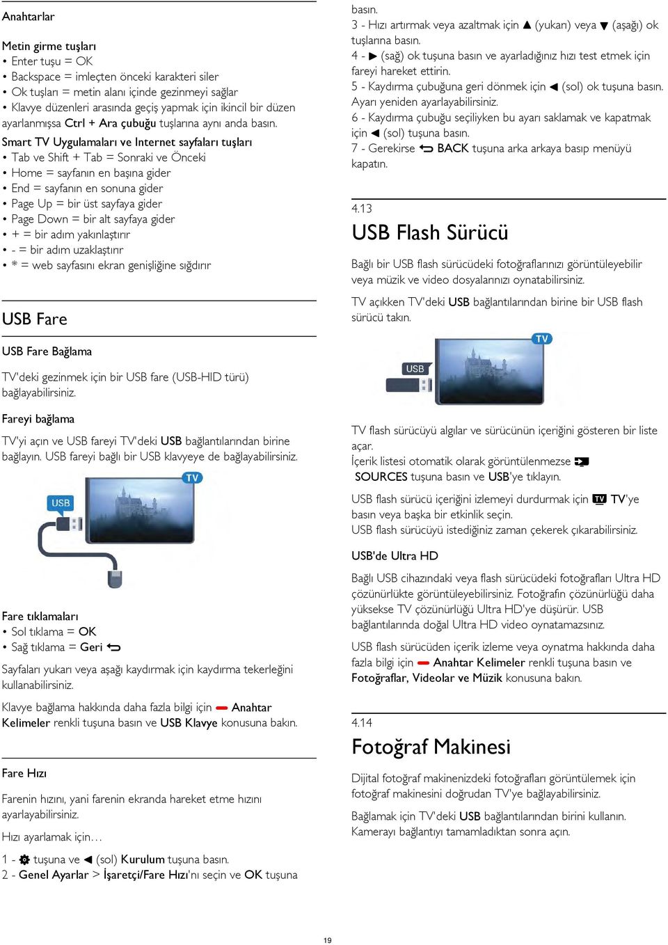 Smart TV Uygulamaları ve Internet sayfaları tuşları Tab ve Shift + Tab = Sonraki ve Önceki Home = sayfanın en başına gider End = sayfanın en sonuna gider Page Up = bir üst sayfaya gider Page Down =