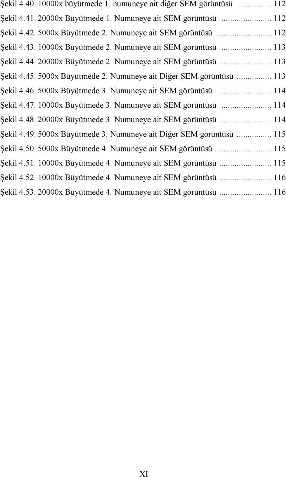 5000x Büyütmede 3. Numuneye ait SEM görüntüsü... 114 Şekil 4.47. 10000x Büyütmede 3. Numuneye ait SEM görüntüsü... 114 Şekil 4.48. 20000x Büyütmede 3. Numuneye ait SEM görüntüsü... 114 Şekil 4.49.