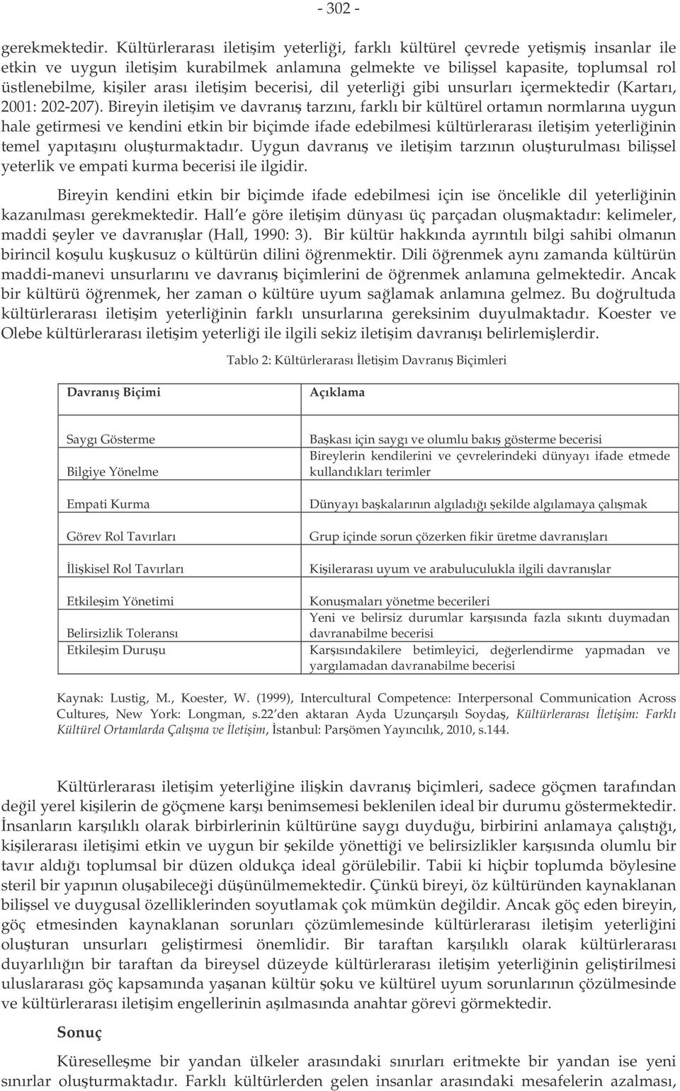 becerisi, dil yeterlii gibi unsurları içermektedir (Kartarı, 2001: 202-207).