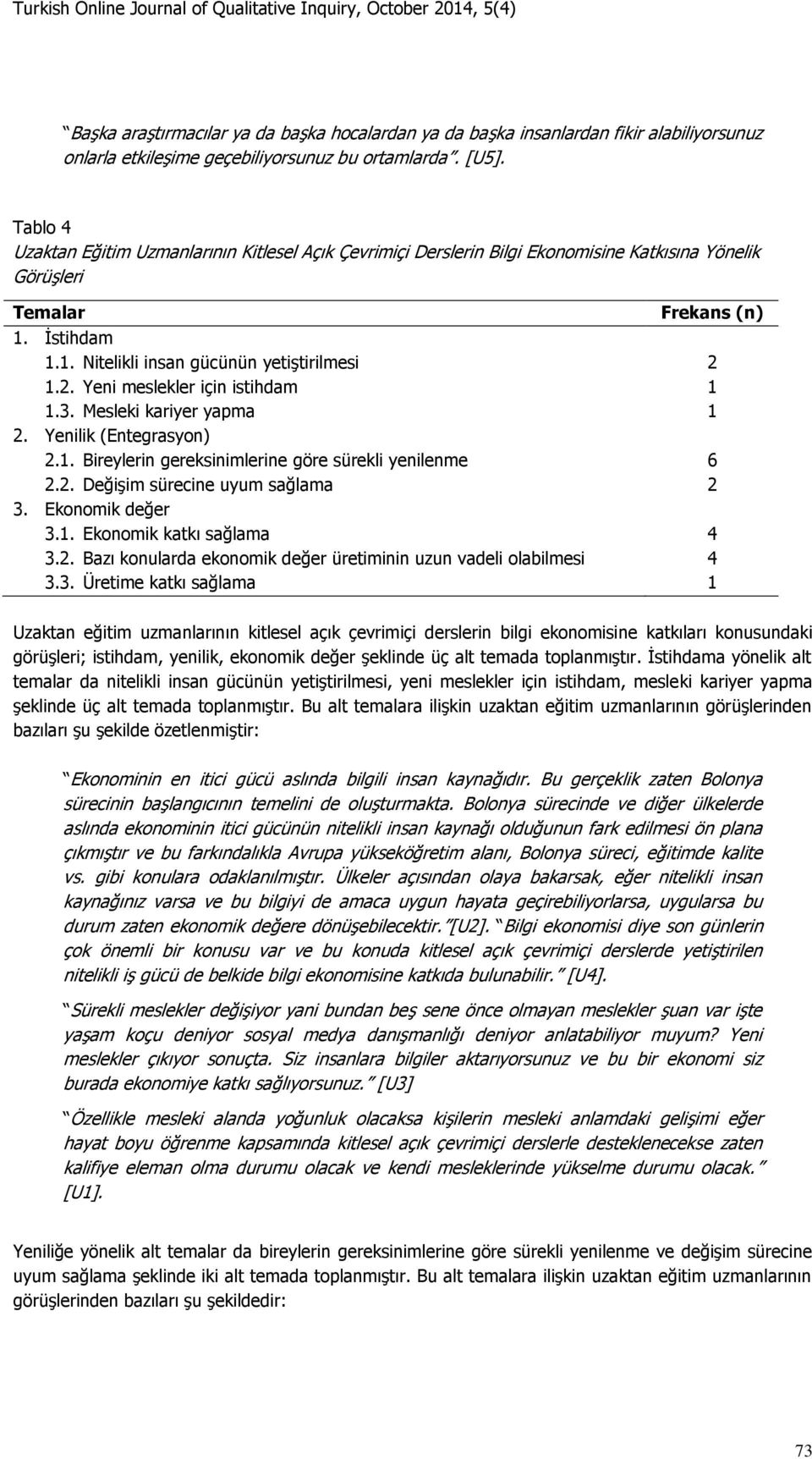 1.2. Yeni meslekler için istihdam 1 1.3. Mesleki kariyer yapma 1 2. Yenilik (Entegrasyon) 2.1. Bireylerin gereksinimlerine göre sürekli yenilenme 6 2.2. Değişim sürecine uyum sağlama 2 3.