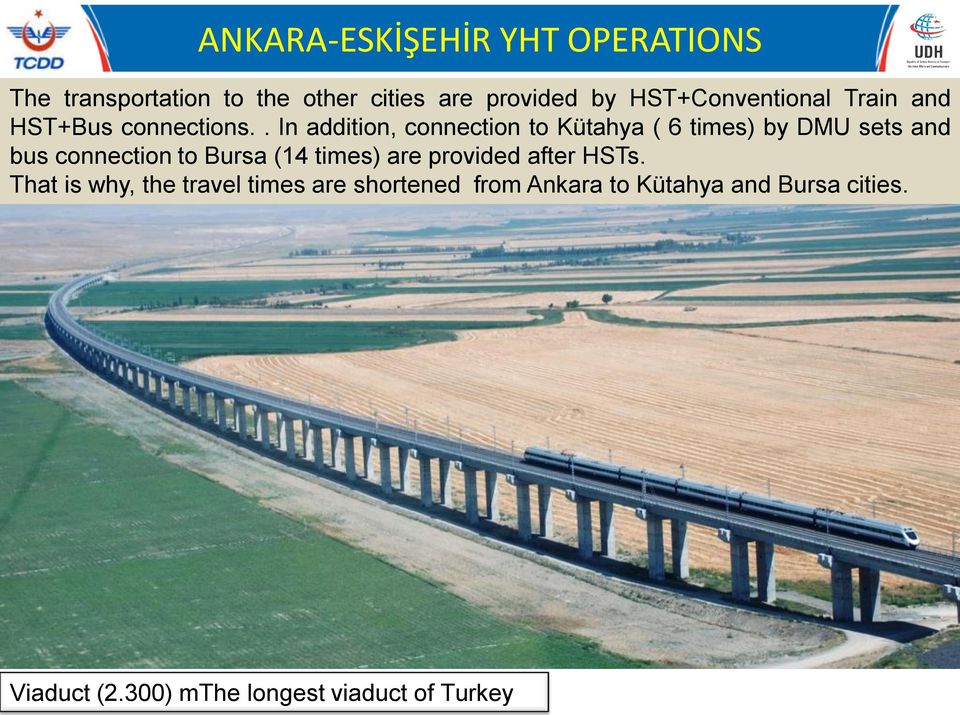 . In addition, connection to Kütahya ( 6 times) by DMU sets and bus connection to Bursa (14