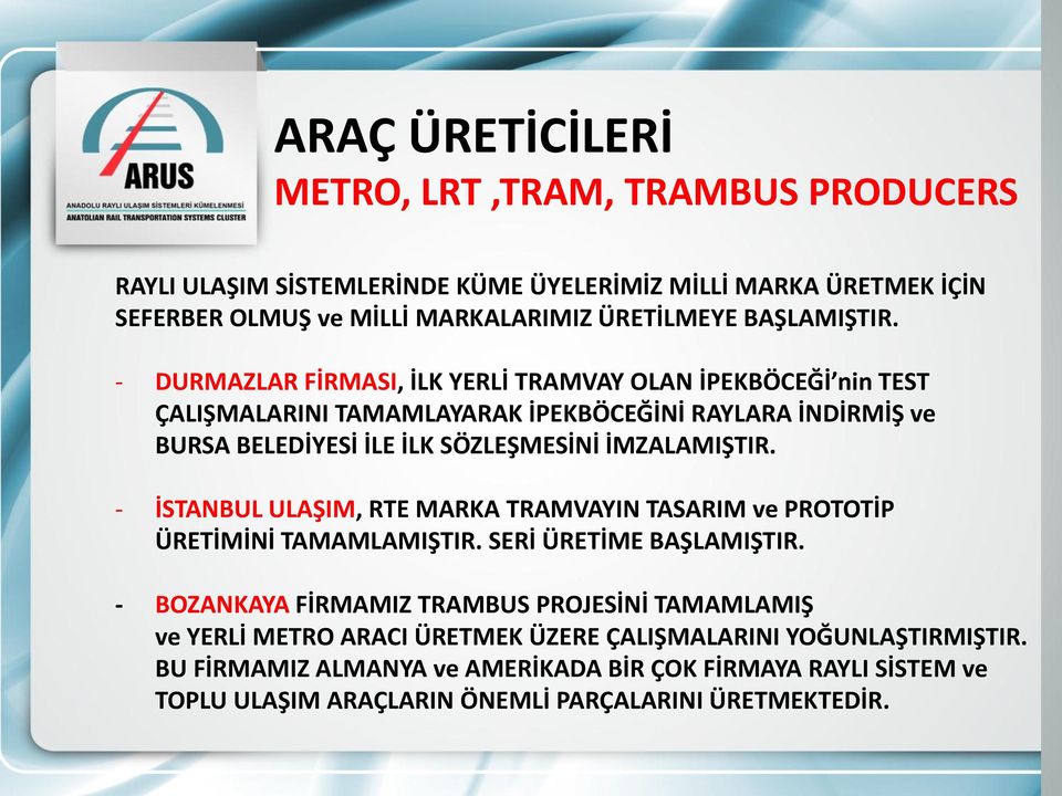 - DURMAZLAR FİRMASI, İLK YERLİ TRAMVAY OLAN İPEKBÖCEĞİ nin TEST ÇALIŞMALARINI TAMAMLAYARAK İPEKBÖCEĞİNİ RAYLARA İNDİRMİŞ ve BURSA BELEDİYESİ İLE İLK SÖZLEŞMESİNİ İMZALAMIŞTIR.