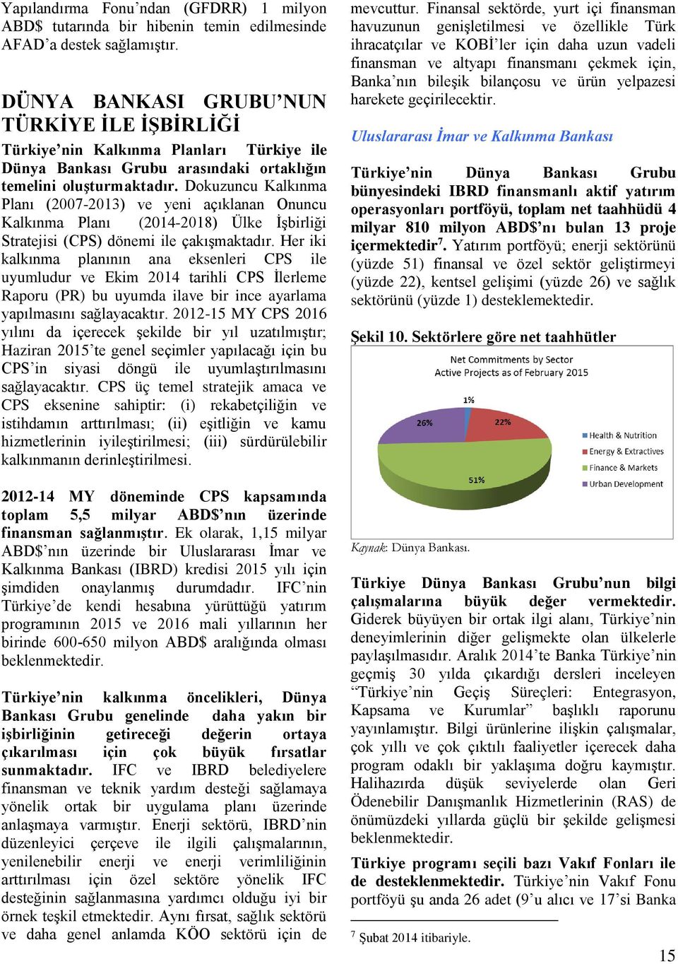 Dokuzuncu Kalkınma Planı (2007-2013) ve yeni açıklanan Onuncu Kalkınma Planı (2014-2018) Ülke İşbirliği Stratejisi (CPS) dönemi ile çakışmaktadır.