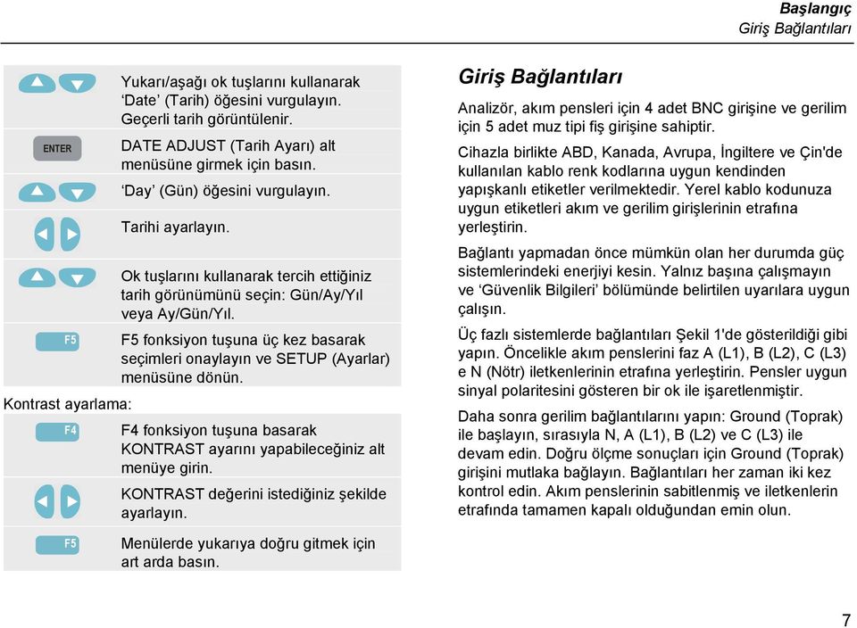 fonksiyon tuşuna üç kez basarak seçimleri onaylayın ve SETUP (Ayarlar) menüsüne dönün. F4 fonksiyon tuşuna basarak KONTRAST ayarını yapabileceğiniz alt menüye girin.