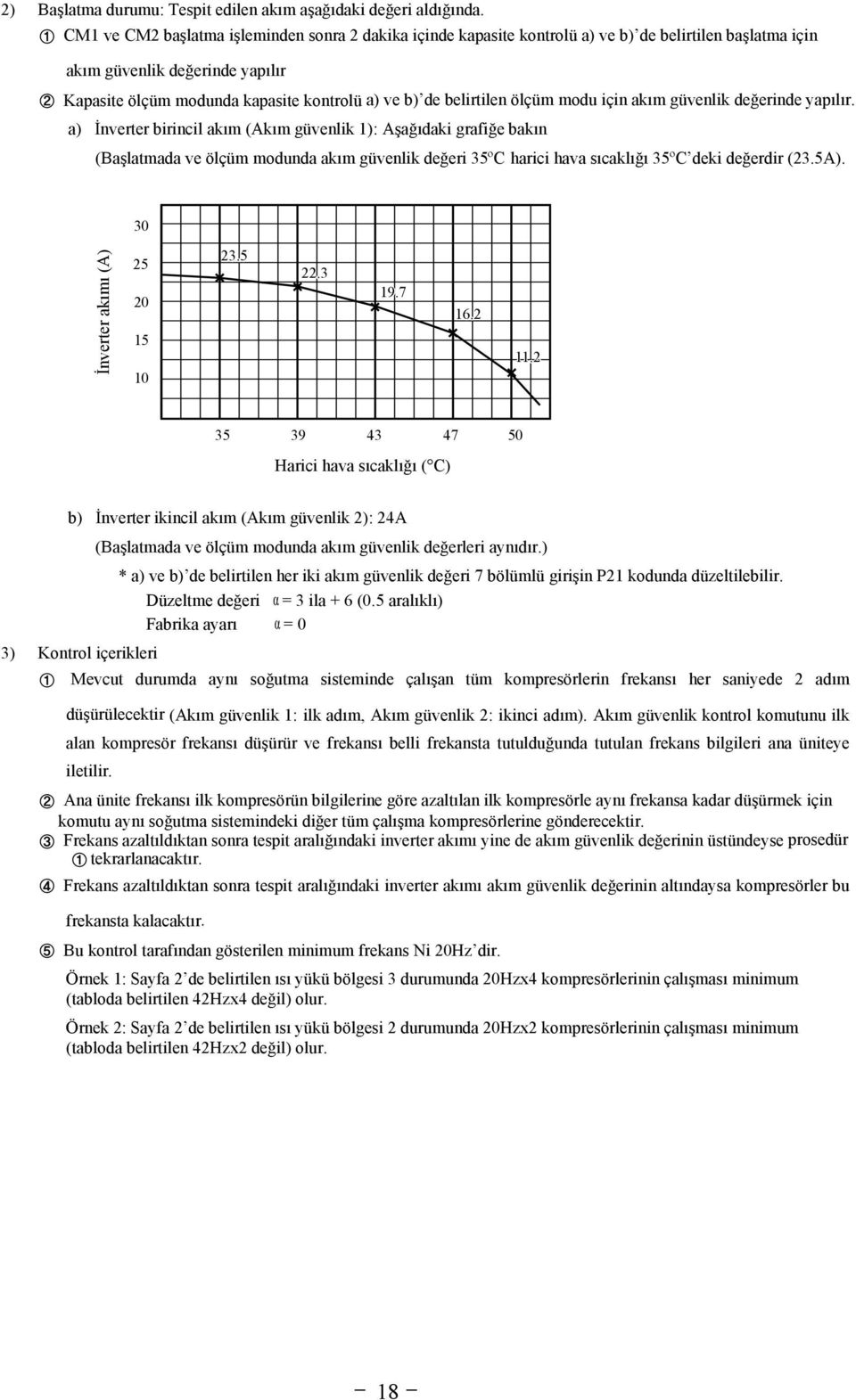 belirtilen ölçüm modu için akım güvenlik değerinde yapılır.