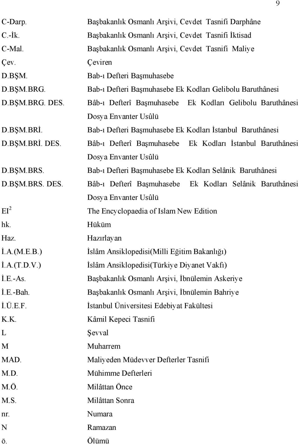 Bab-ı Defteri Başmuhasebe Ek Kodları İstanbul Baruthânesi D.BŞM.BRİ. DES. Bâb-ı Defterî Başmuhasebe Ek Kodları İstanbul Baruthânesi Dosya Envanter Usûlü D.BŞM.BRS.