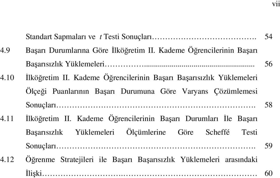 Kademe Öğrencilerinin Başarı Başarısızlık Yüklemeleri Ölçeği Puanlarının Başarı Durumuna Göre Varyans Çözümlemesi Sonuçları. 58 4.