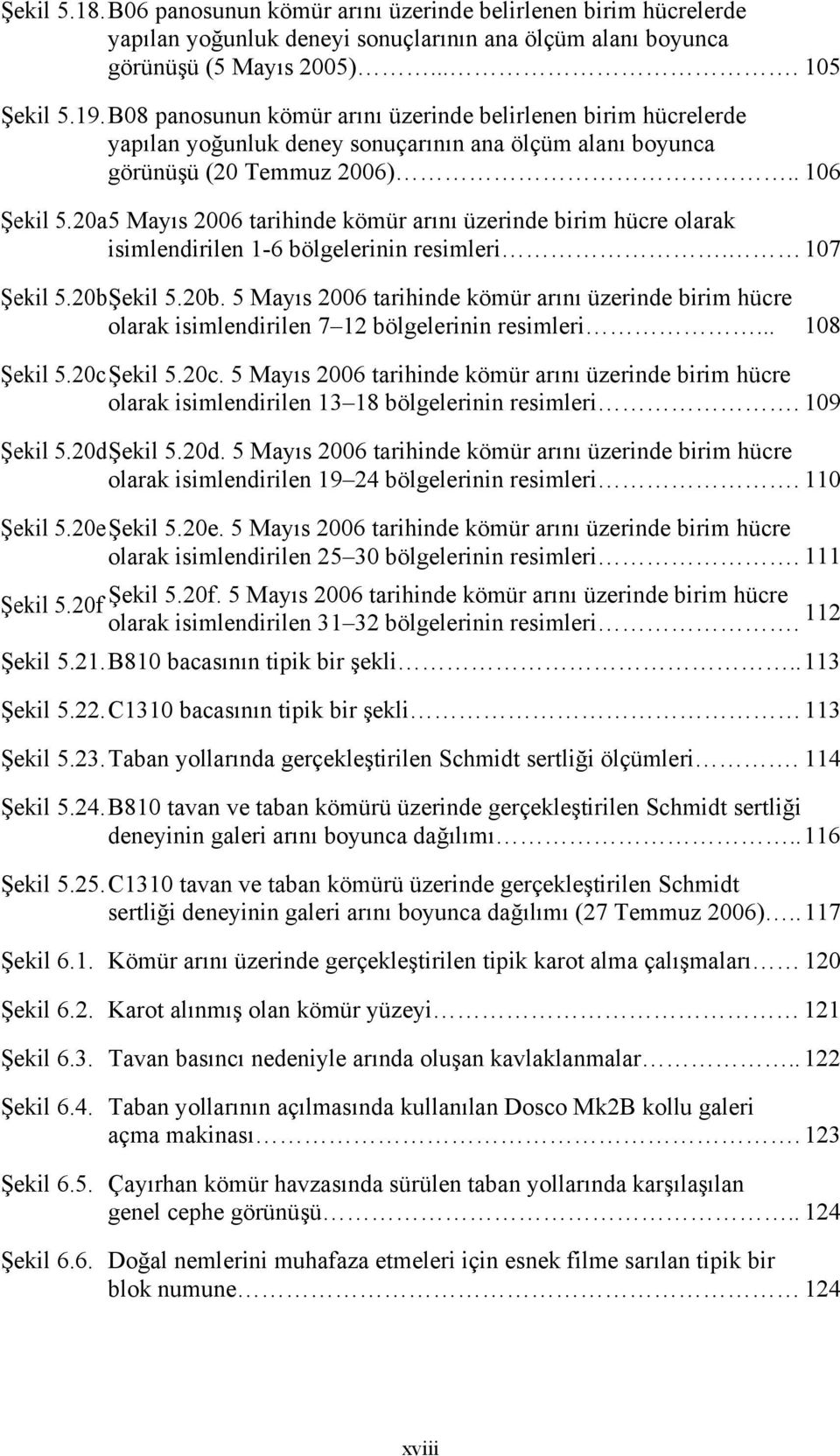 20a 5 Mayıs 2006 tarihinde kömür arını üzerinde birim hücre olarak isimlendirilen 1-6 bölgelerinin resimleri. 107 Şekil 5.20b 