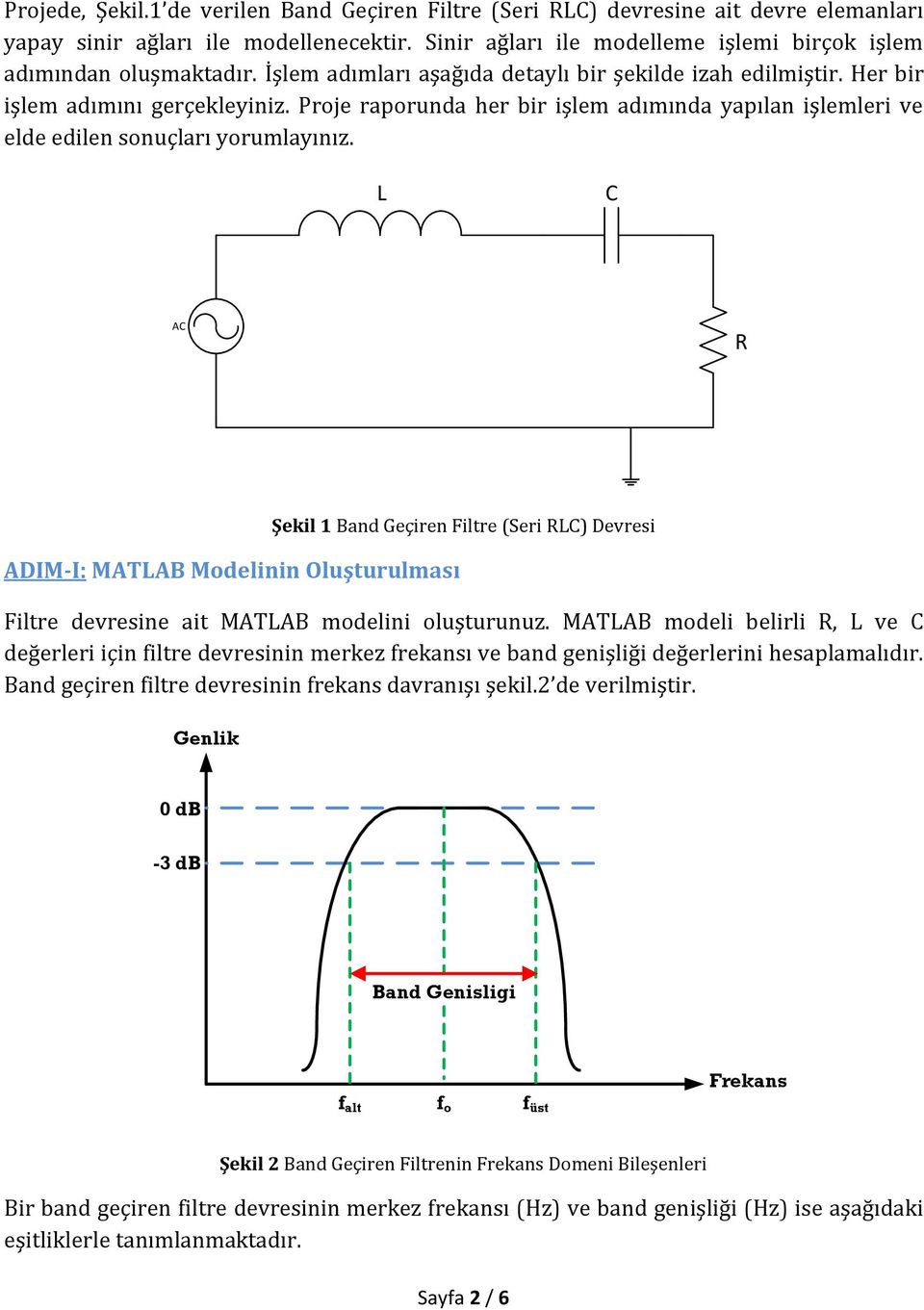 L C AC ADIM-I: MATLAB Mdelinin Oluşturulması Şekil 1 Band Geçiren Filtre (Seri LC) Devresi Filtre devresine ait MATLAB mdelini luşturunuz.