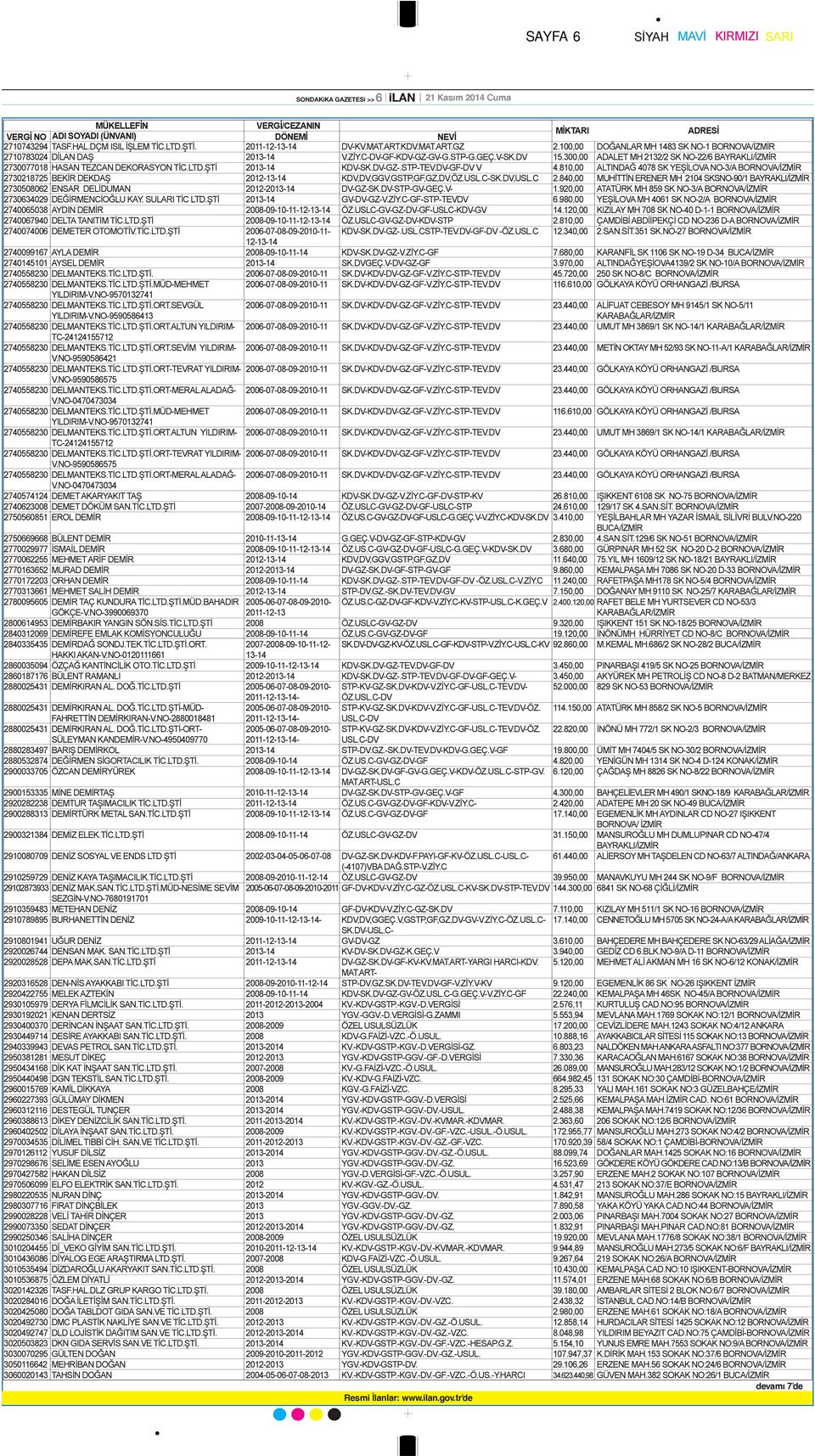 300,00 ADALET MH 2132/2 SK NO-22/6 BAYRAKLI/İZMİR 2730077018 HASAN TEZCAN DEKORASYON TİC.LTD.ŞTİ 2013-14 KDV-SK.DV-GZ-.STP-TEV.DV-GF-DV V 4.