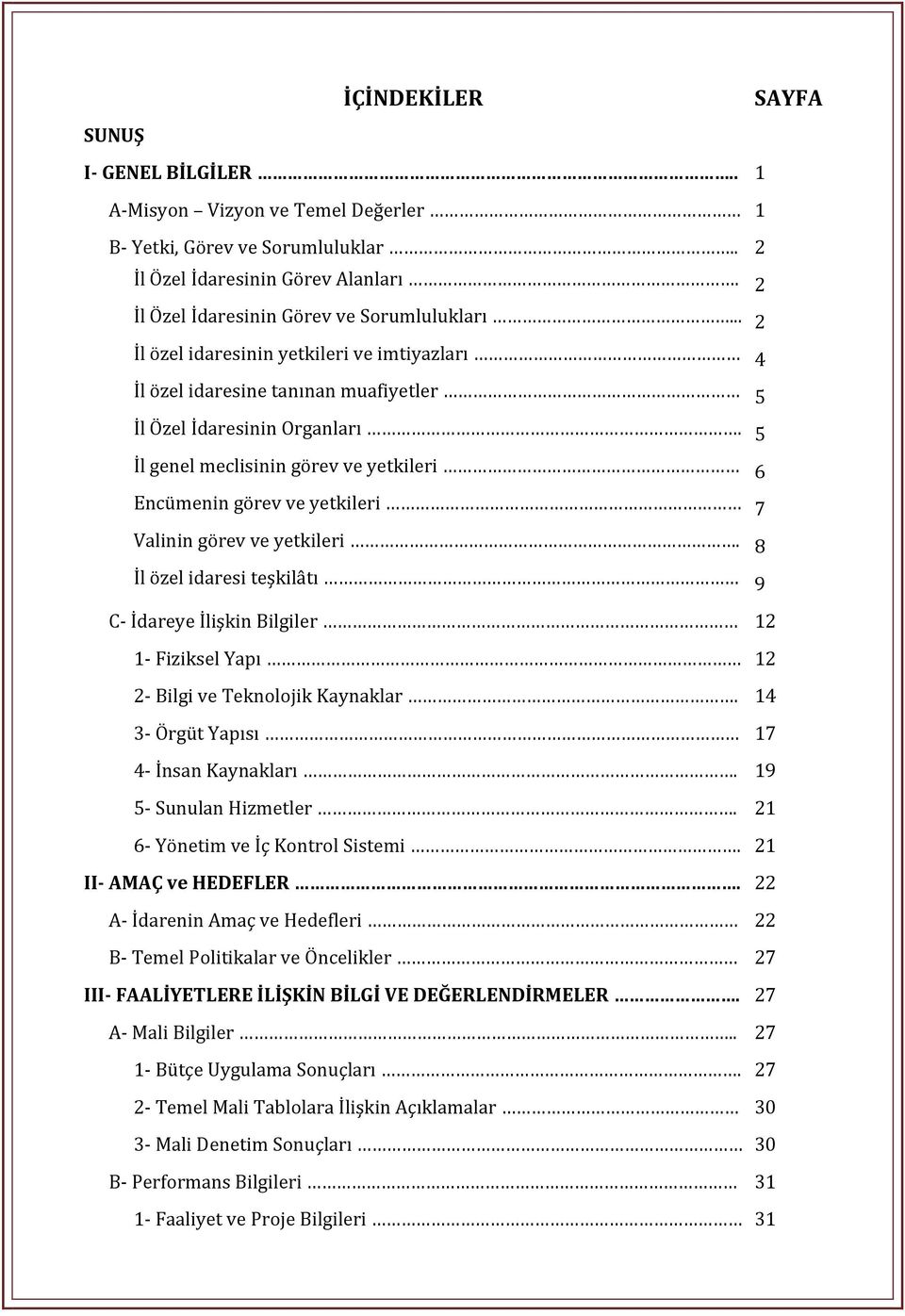 5 İl genel meclisinin görev ve yetkileri 6 Encümenin görev ve yetkileri 7 Valinin görev ve yetkileri.