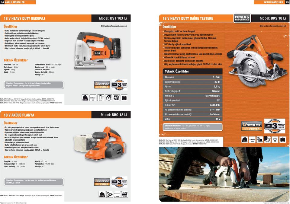 anahtar - hassas çalışma için ideal Rahat tutuş için ergonomik yumuşak sap tasarımı Elektronik motor freni, testere ağzı saniyeler içinde durur Güç kaybının minimum olduğu, güçlü 18 Volt Li -Ion akü