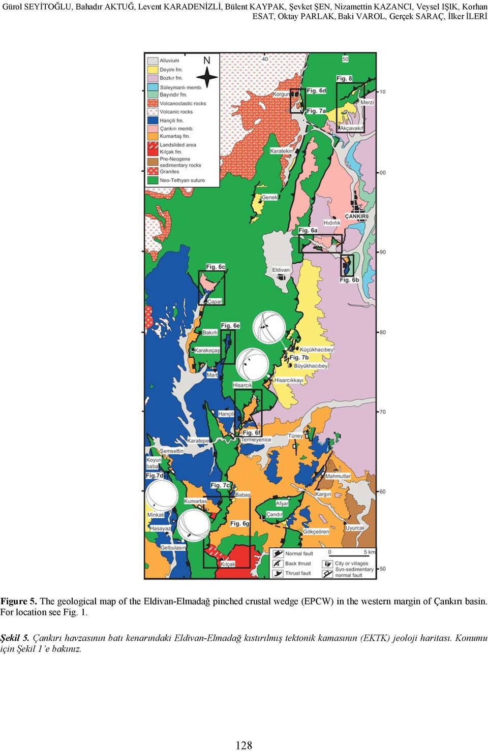 The geological map of the Eldivan-Elmadağ pinched crustal wedge (EPCW) in the western margin of Çankırı basin.