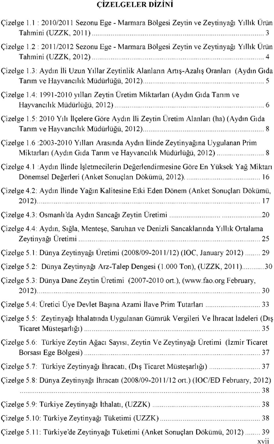 3: Aydın İli Uzun Yıllar Zeytinlik Alanların Artış-Azalış Oranları (Aydın Gıda Tarım ve Hayvancılık Müdürlüğü, 2012) 5 Çizelge 1.