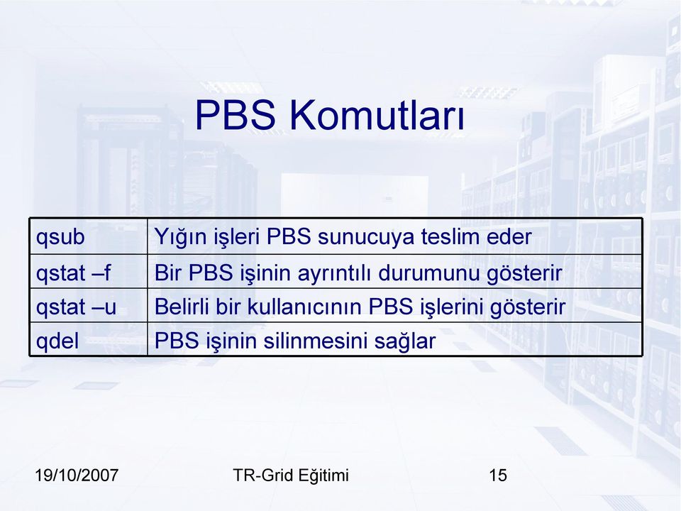 gösterir Belirli bir kullanıcının PBS işlerini gösterir