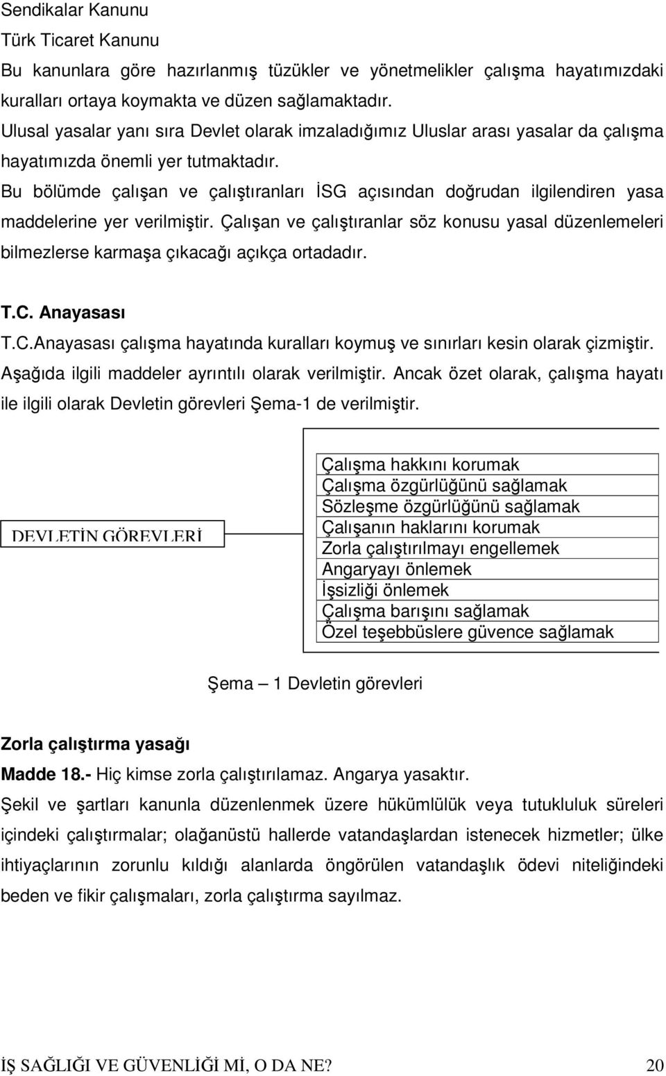 Bu bölümde çalışan ve çalıştıranları İSG açısından doğrudan ilgilendiren yasa maddelerine yer verilmiştir.