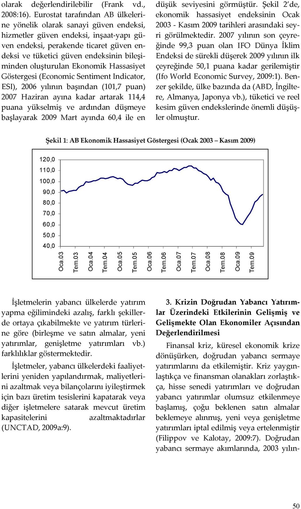 oluşturulan Ekonomik Hassasiyet Göstergesi (Economic Sentiment Indicator, ESI), 2006 yılının başından (101,7 puan) 2007 Haziran ayına kadar artarak 114,4 puana yükselmiş ve ardından düşmeye