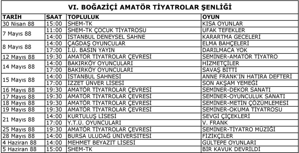 BASIN YAYIN AMATÖR TİYATROLAR ÇEVRESİ BAKIRKÖY CULARI BAKIRKÖY CULARI İSTANBUL SAHNESİ İZZET ÜNVER LİSESİ AMATÖR TİYATROLAR ÇEVRESİ AMATÖR TİYATROLAR ÇEVRESİ AMATÖR TİYATROLAR ÇEVRESİ AMATÖR