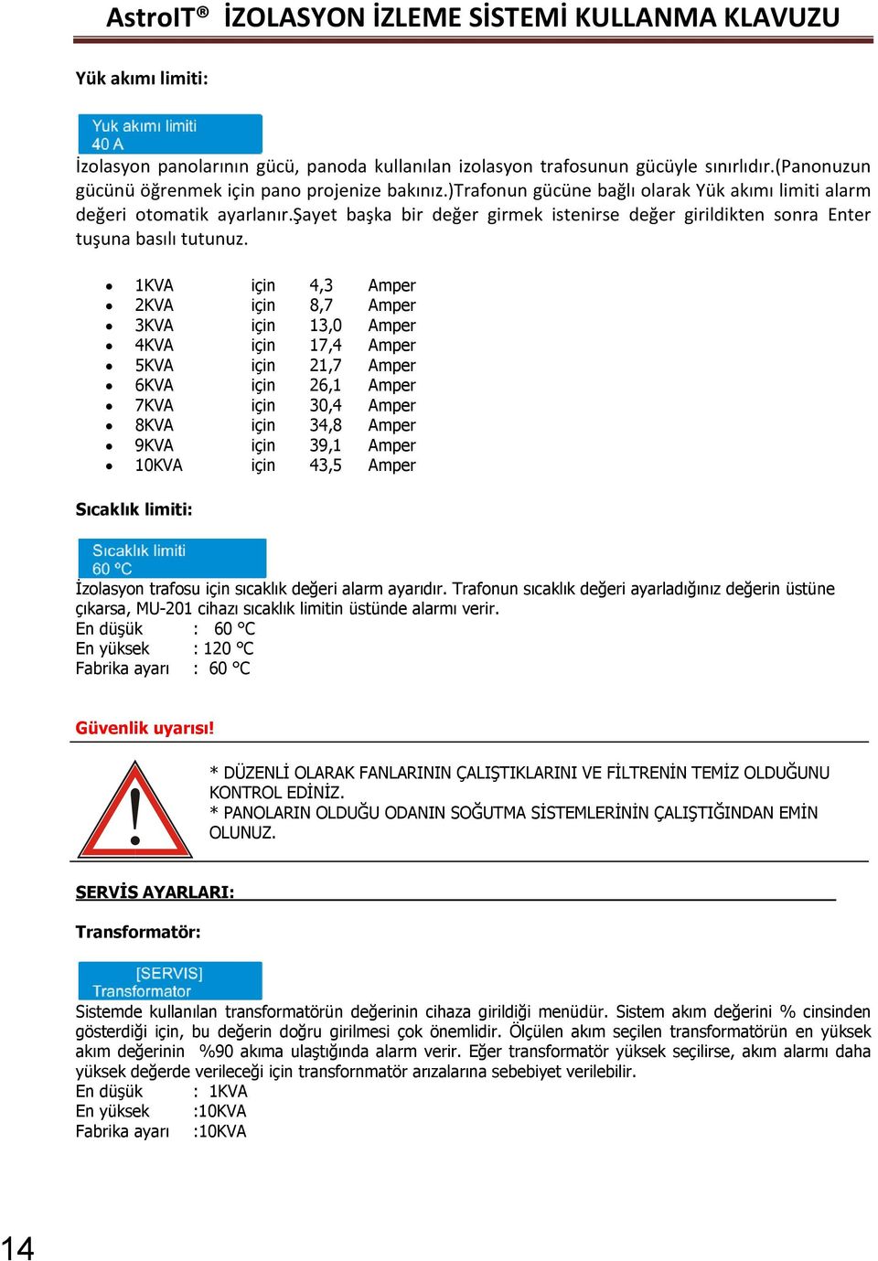 1KVA için 4,3 Amper 2KVA için 8,7 Amper 3KVA için 13,0 Amper 4KVA için 17,4 Amper 5KVA için 21,7 Amper 6KVA için 26,1 Amper 7KVA için 30,4 Amper 8KVA için 34,8 Amper 9KVA için 39,1 Amper 10KVA için