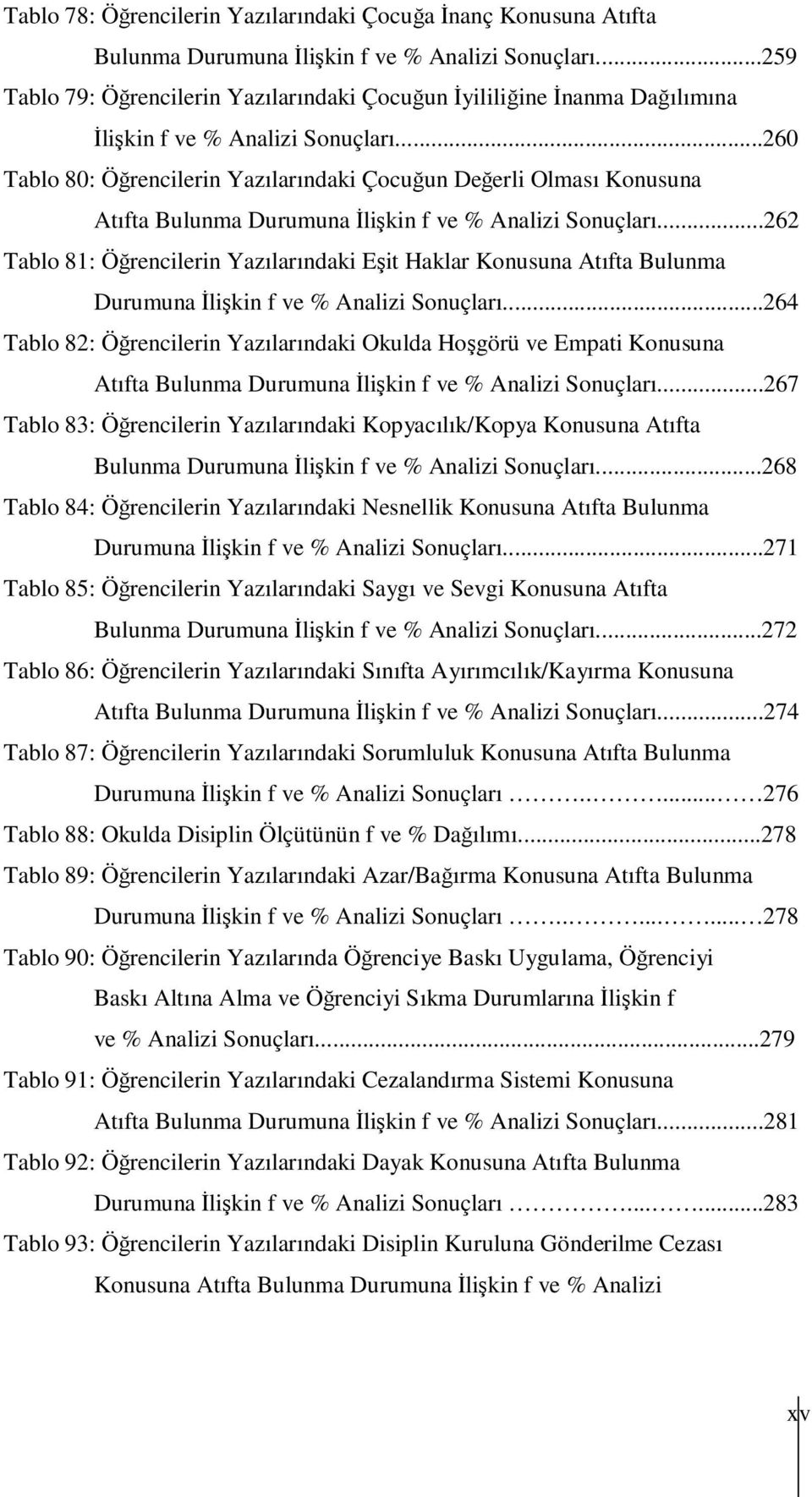 ..260 Tablo 80: Öğrencilerin Yazılarındaki Çocuğun Değerli Olması Konusuna Atıfta Bulunma Durumuna İlişkin f ve % Analizi Sonuçları.